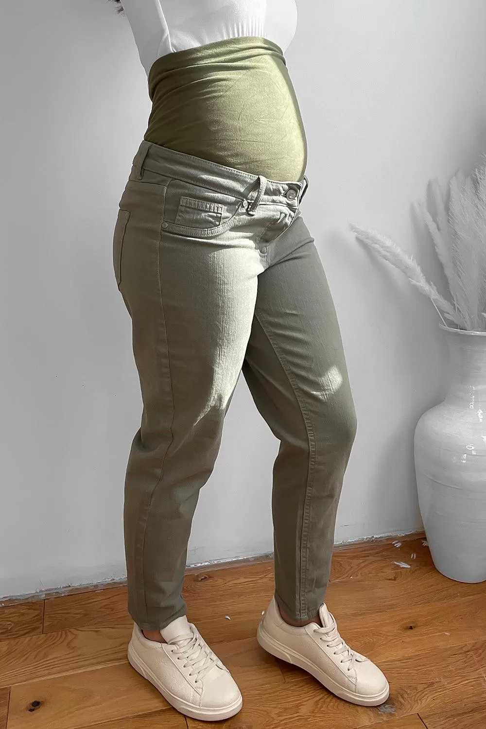 Thick Cotton Blend Bump Support Maternity Jeans