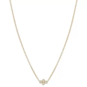 Tiny Diamond Quad Necklace on Gold Chain