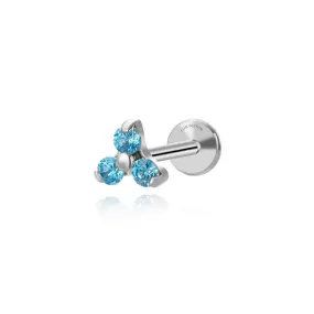 Titanium Serene Aquamarine Mini Triangle Piercing Stud