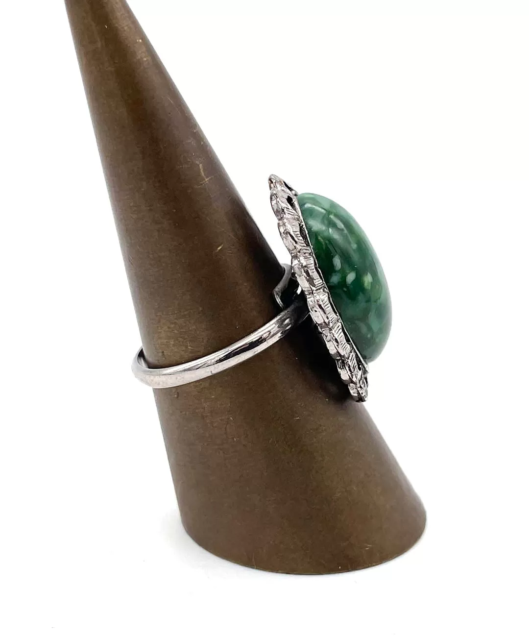 【USA輸入】ヴィンテージ グリーンマーブル フラワー リング/Vintage Green Marble Flower Ring