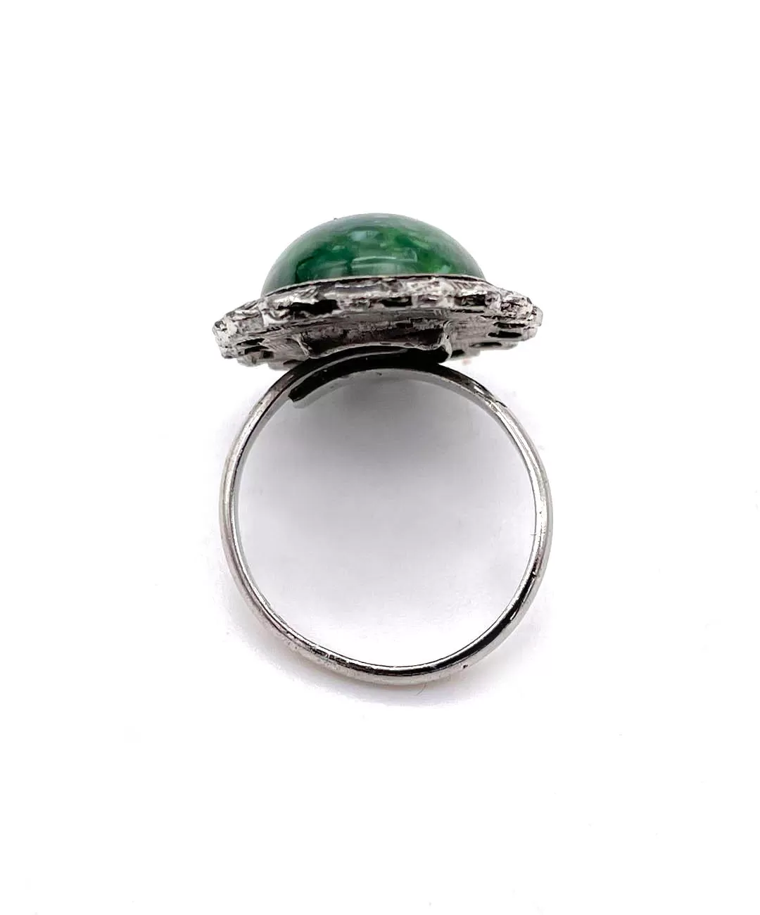 【USA輸入】ヴィンテージ グリーンマーブル フラワー リング/Vintage Green Marble Flower Ring