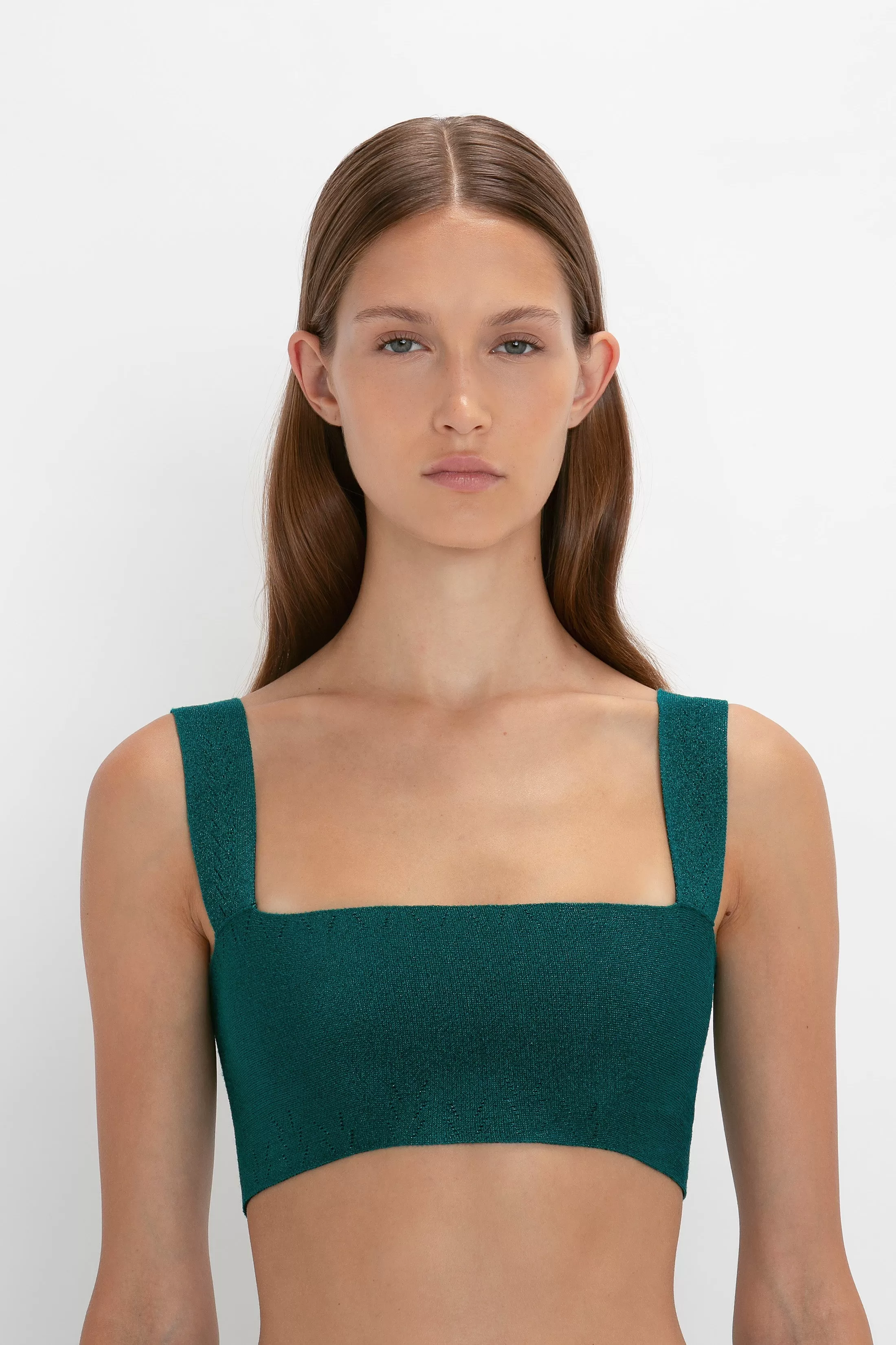 VB Body Strap Bandeau Top In Lurex Green