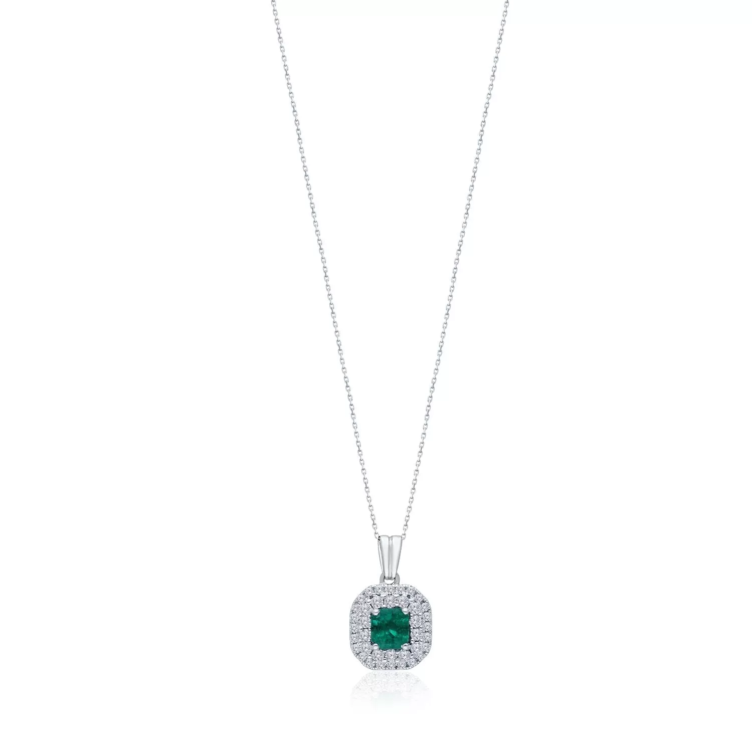 White Gold Emerald & Diamond Heirloom Pendant