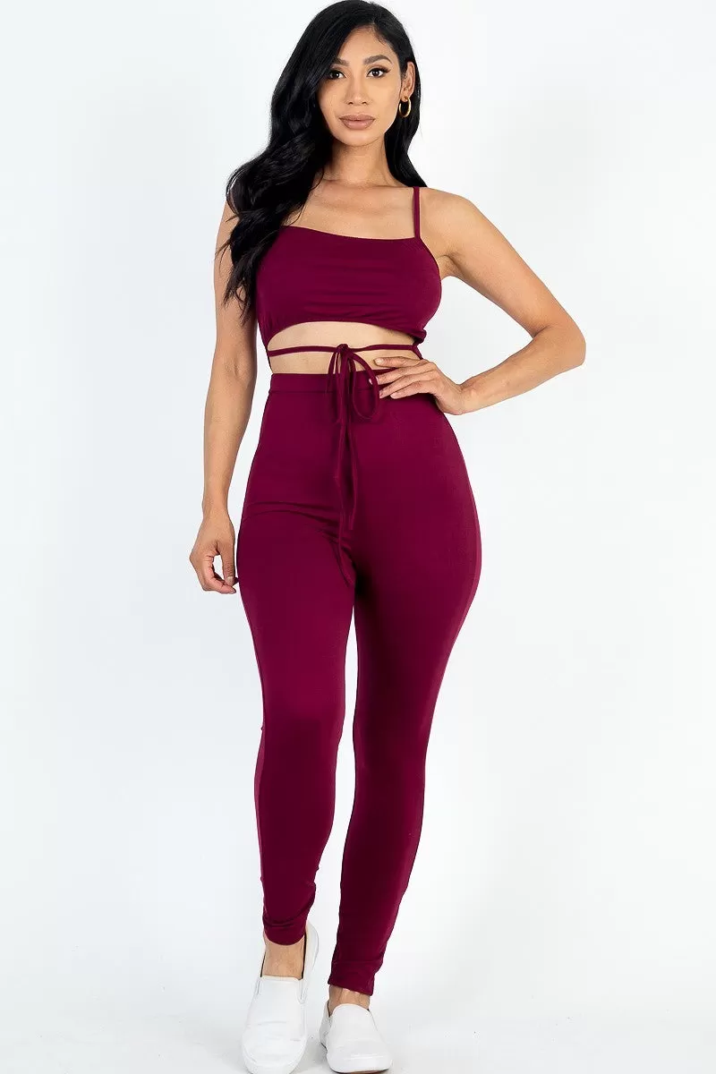 Wholesale Tie Front Cut Out Jumpsuit