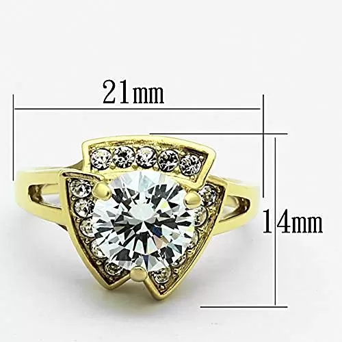 WildKlass Stainless Steel Halo Ring IP Gold Women AAA Grade CZ Clear