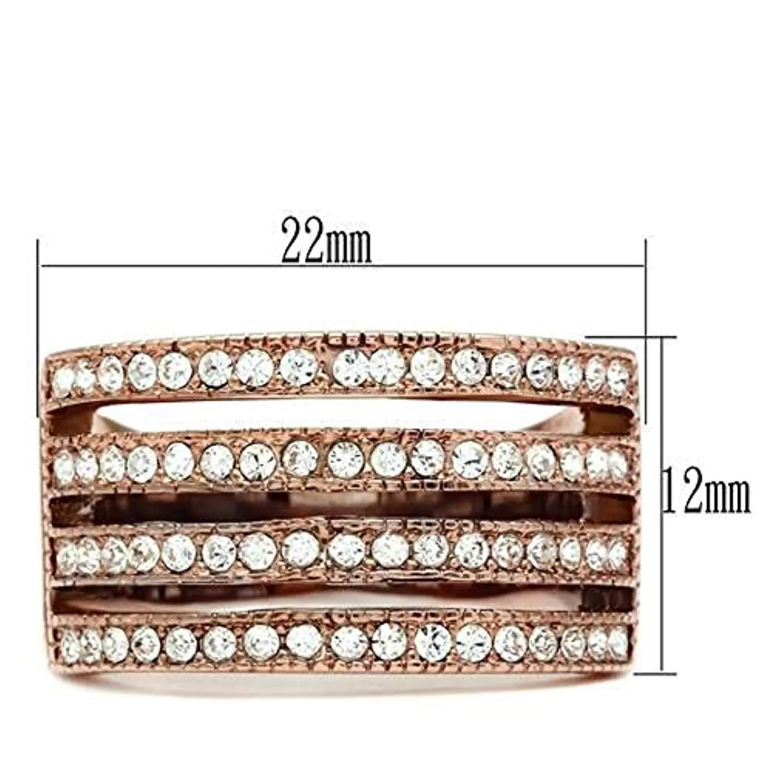 WildKlass Stainless Steel Pave Ring IP Rose Gold Women AAA Grade CZ Clear