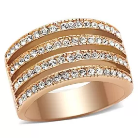 WildKlass Stainless Steel Pave Ring IP Rose Gold Women AAA Grade CZ Clear