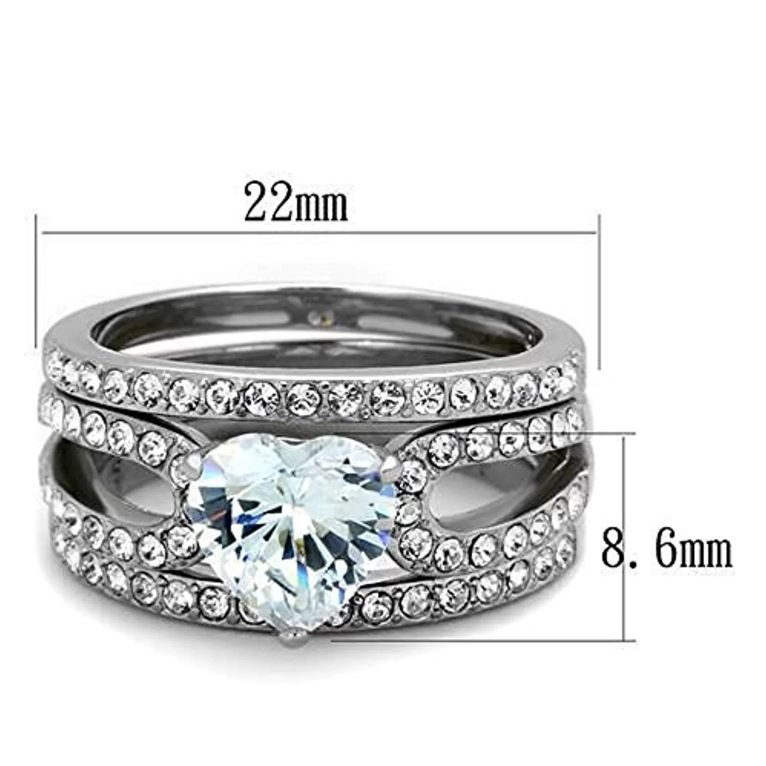 WildKlass Stainless Steel Ring High Polished (no Plating) Women AAA Grade CZ Clear