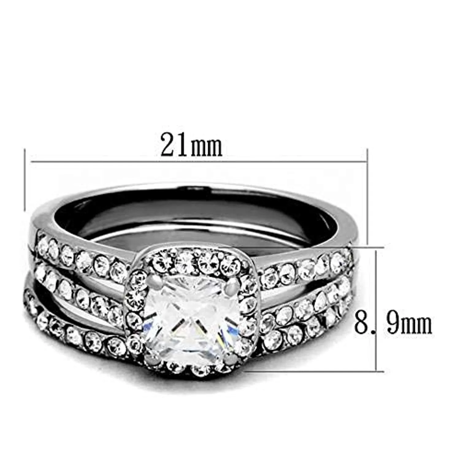 WildKlass Stainless Steel Ring High Polished Women AAA Grade CZ Clear