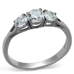 WildKlass Stainless Steel Ring High Polished Women AAA Grade CZ Clear