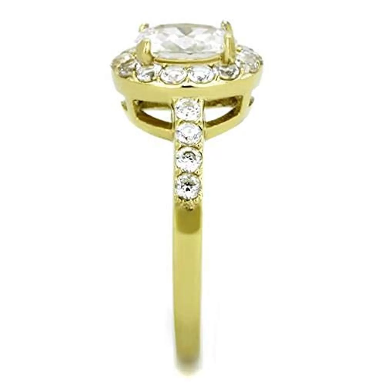 WildKlass Stainless Steel Ring IP Gold Women AAA Grade CZ Clear