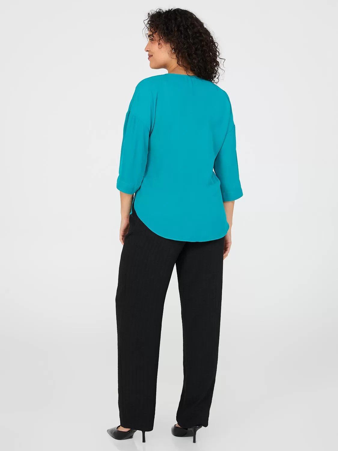 Zip Front V-Neck Top