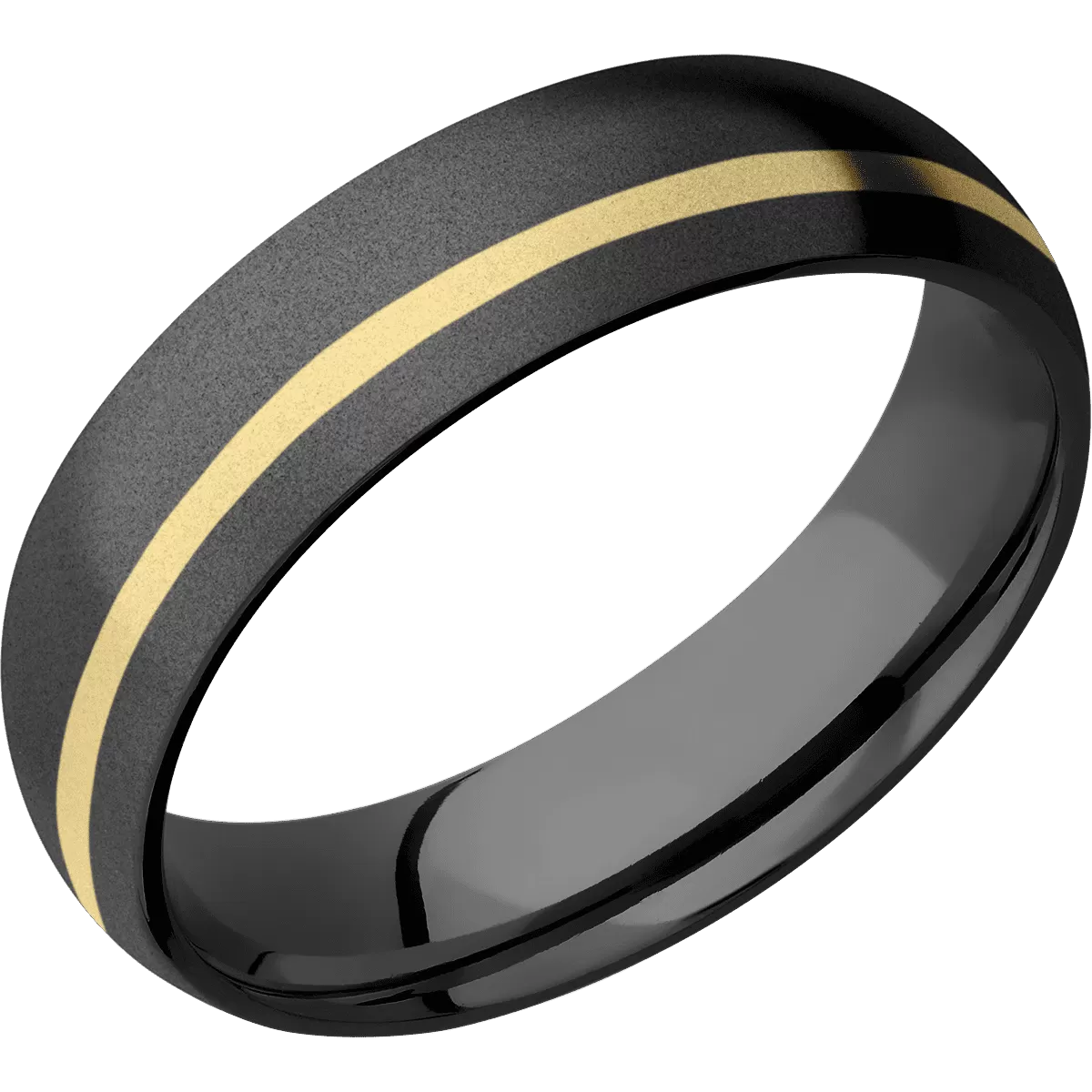 Zirconium with Bead , Bead Finish and 14K Yellow Gold Inlay