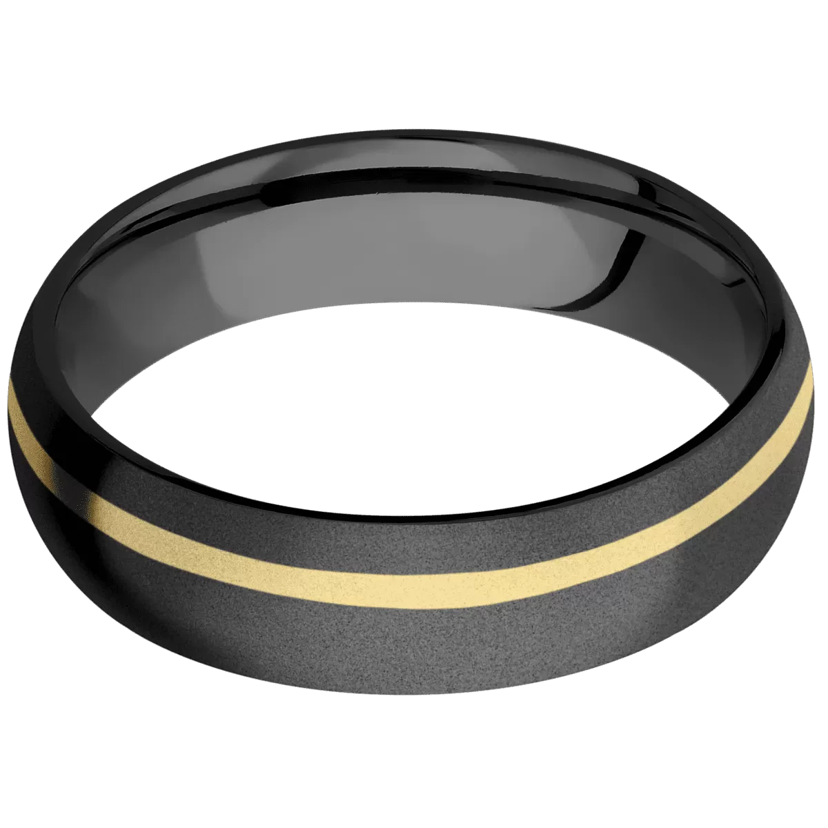 Zirconium with Bead , Bead Finish and 14K Yellow Gold Inlay