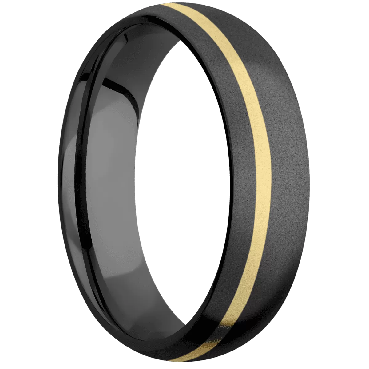 Zirconium with Bead , Bead Finish and 14K Yellow Gold Inlay